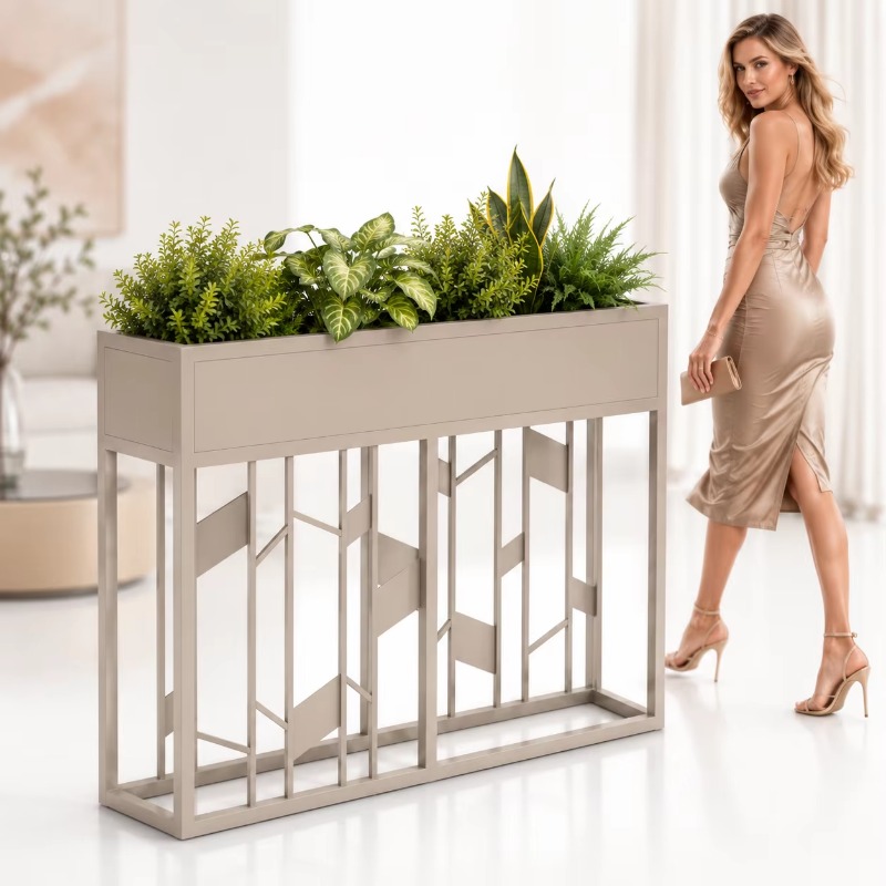 Room Divider Screen - صندوق زراعة معدني أسود غير لامع