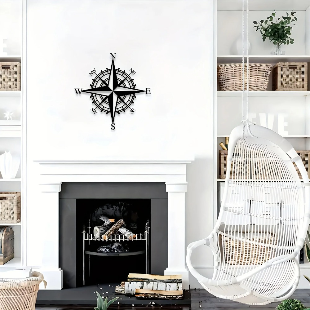 Home Decor Nautical - ديكور جداري معدني على شكل بوصلة