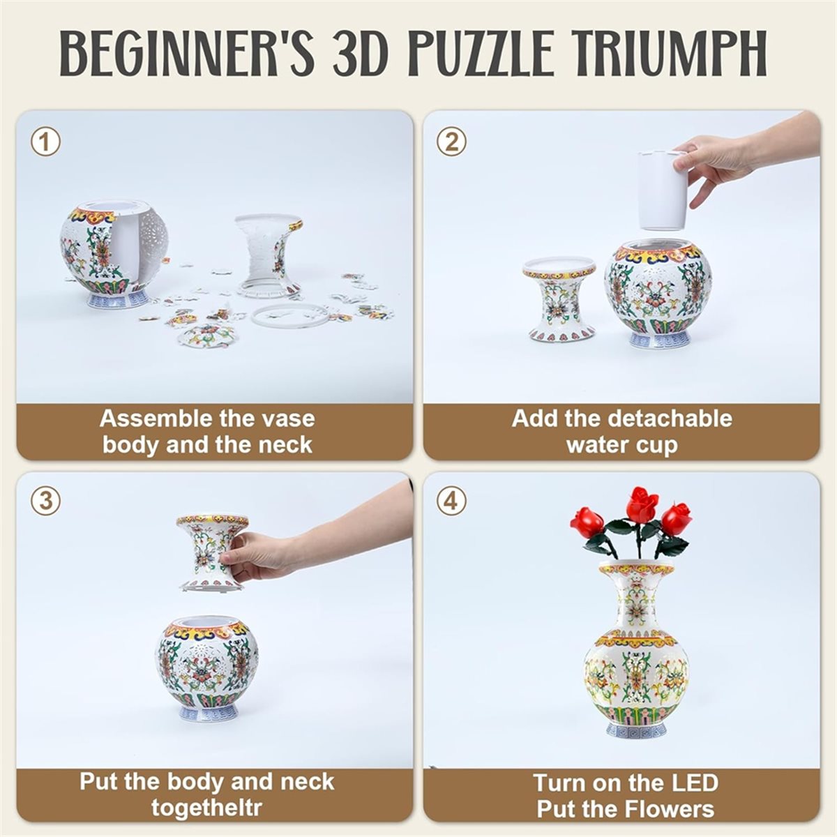 Home Decor Trend 2026 - مزهرية ثلاثية الأبعاد بإضاءة ليلية للكبار،