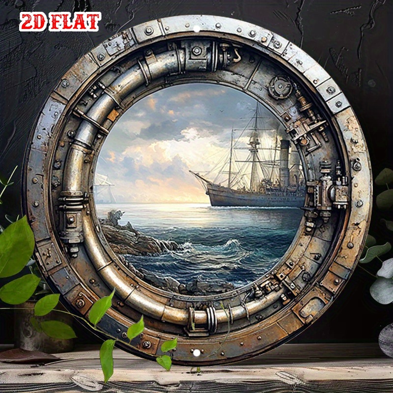 Home Decor Nautical - لوحة جدارية معدنية بحرية عتيقة [مسطحة