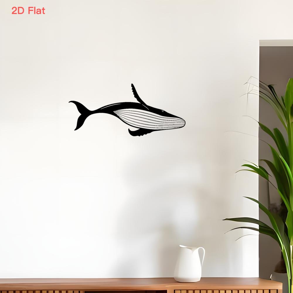 Home Decor Nautical - لوحة جدارية معدنية على شكل حوت