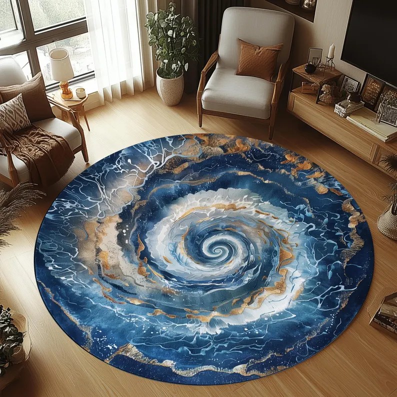 Home Decor Trend 2026 - سجادة دائرية بتصميم دب قطبي ثنائي