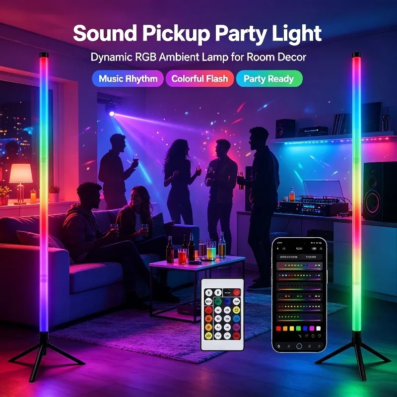 Home Decor Light - قطعتان من مصباح أرضي RGB بطول