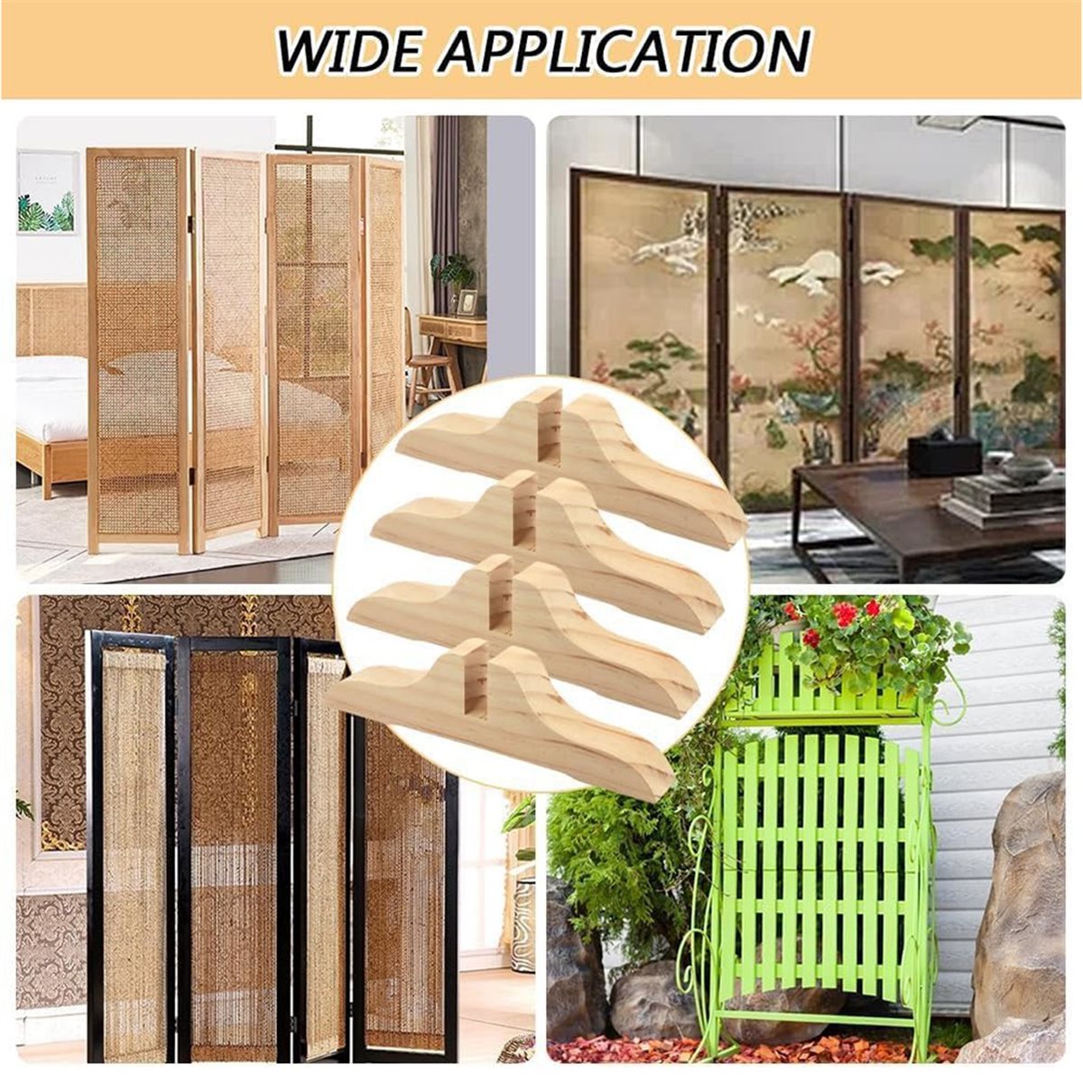 Room Divider Screen - فاصل غرفة خشبي من 4 قطع
