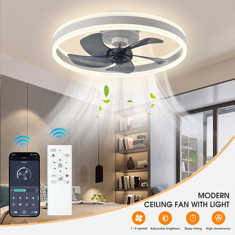 Home Decor App - مروحة سقف بإضاءة LED مع تحكم