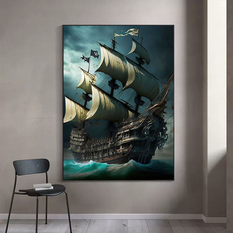 لوحة فنية تجريدية لسفينة قرصان - مراجعة Home Decor Nautical وسعره