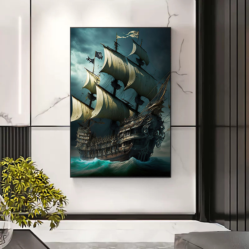 لوحة فنية تجريدية لسفينة قرصان - مراجعة Home Decor Nautical وسعره