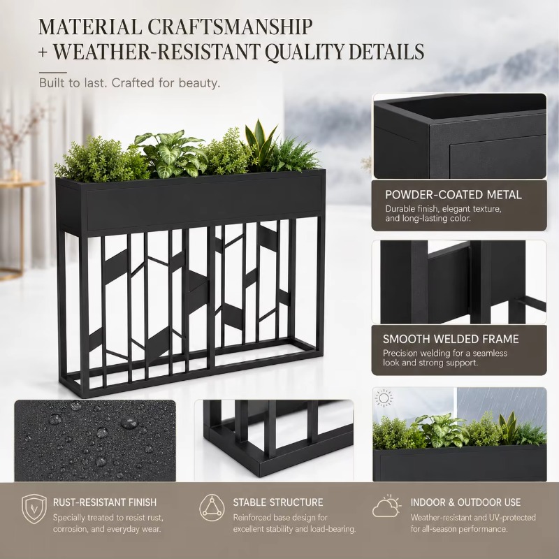 صندوق زراعة معدني أسود غير لام - مراجعة Room Divider Screen وسعره