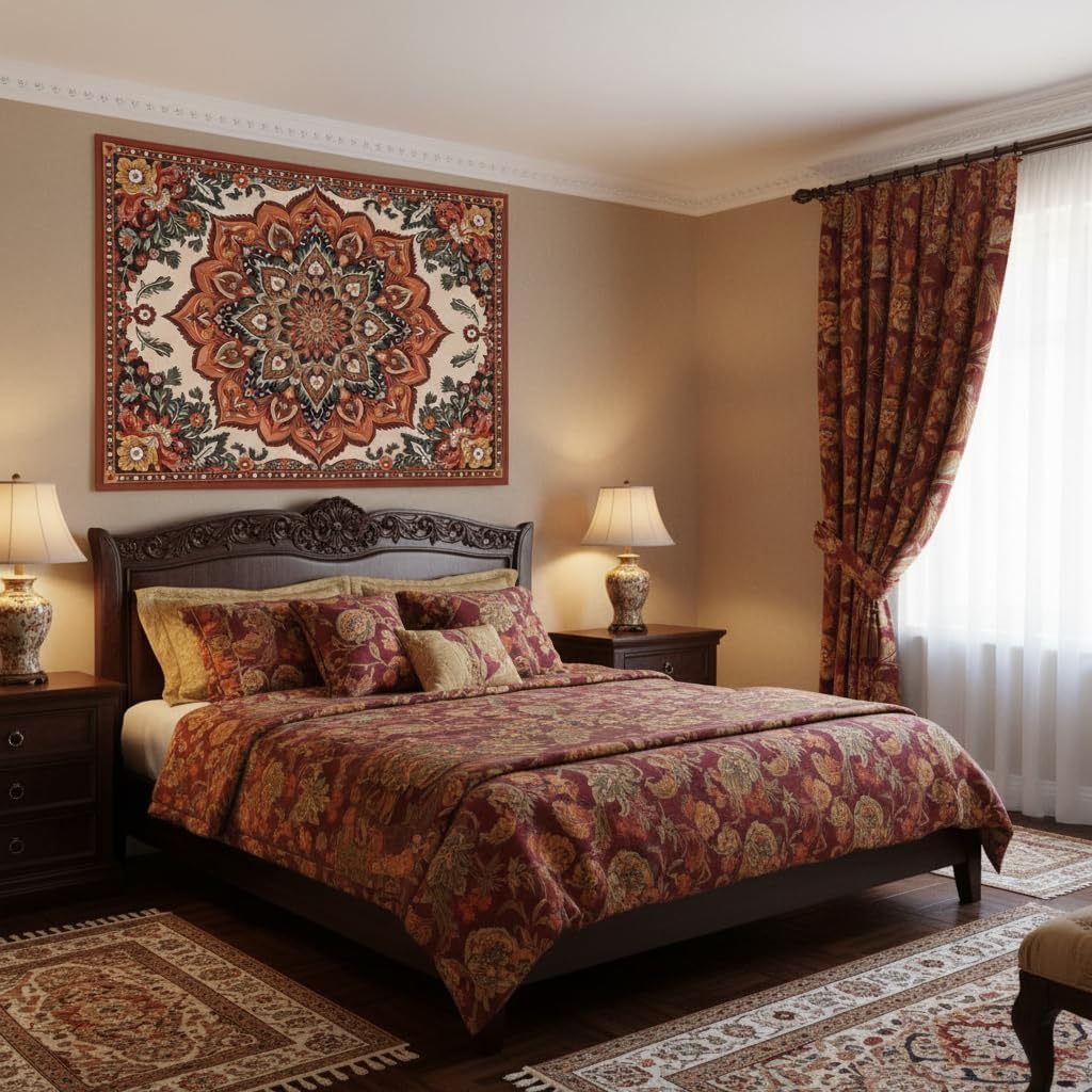 نسيج ماندالا عتيق الطراز - لوح - مراجعة Home Decor Indonesia وسعره