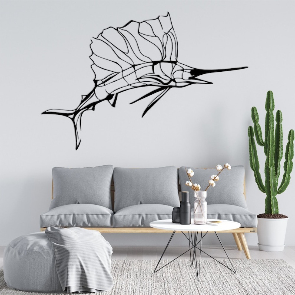 لوحة جدارية معدنية بتصميم سمكة - مراجعة Home Decor Nautical وسعره