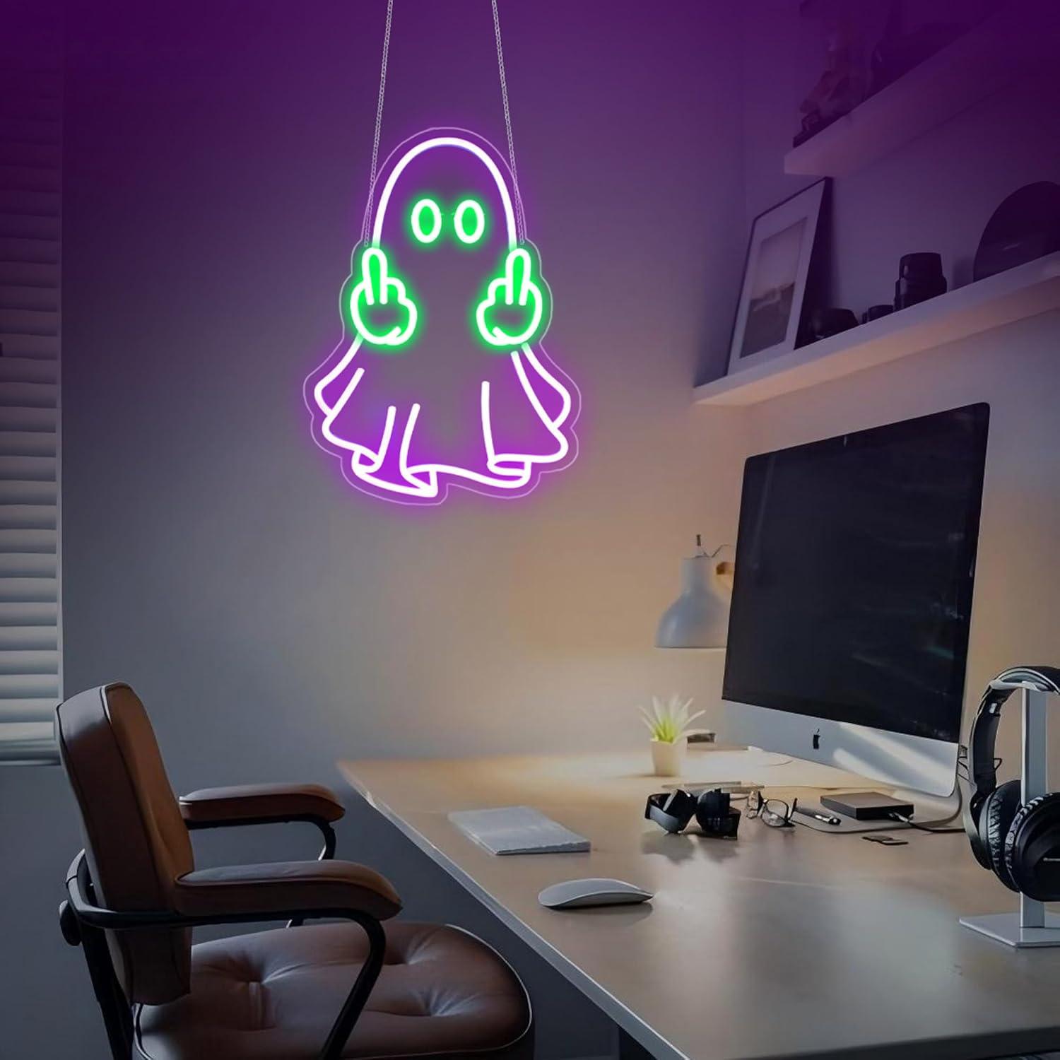 لافتة نيون على شكل شبح تعمل با - مراجعة Home Decor Light وسعره