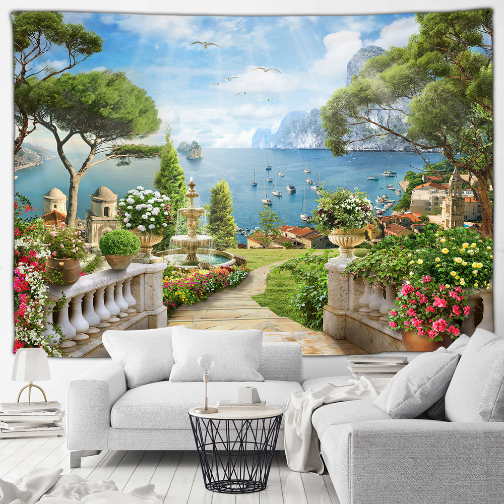 نسيج منظر طبيعي للمدينة الساحل - مراجعة Home Decor Indonesia وسعره
