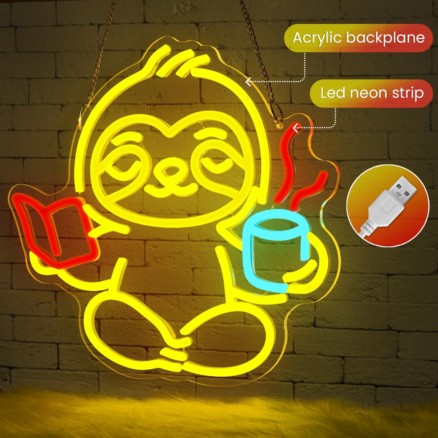 لافتة نيون على شكل كسلان مع إض - مراجعة Home Decor Light وسعره