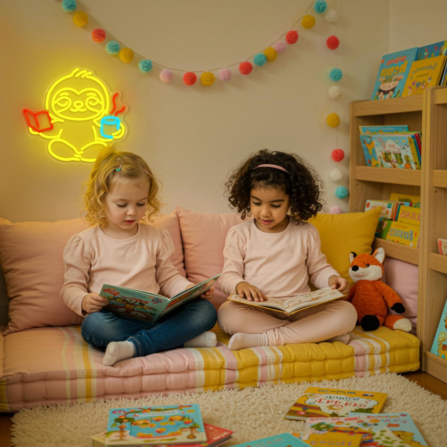 لافتة نيون على شكل كسلان مع إض - مراجعة Home Decor Light وسعره