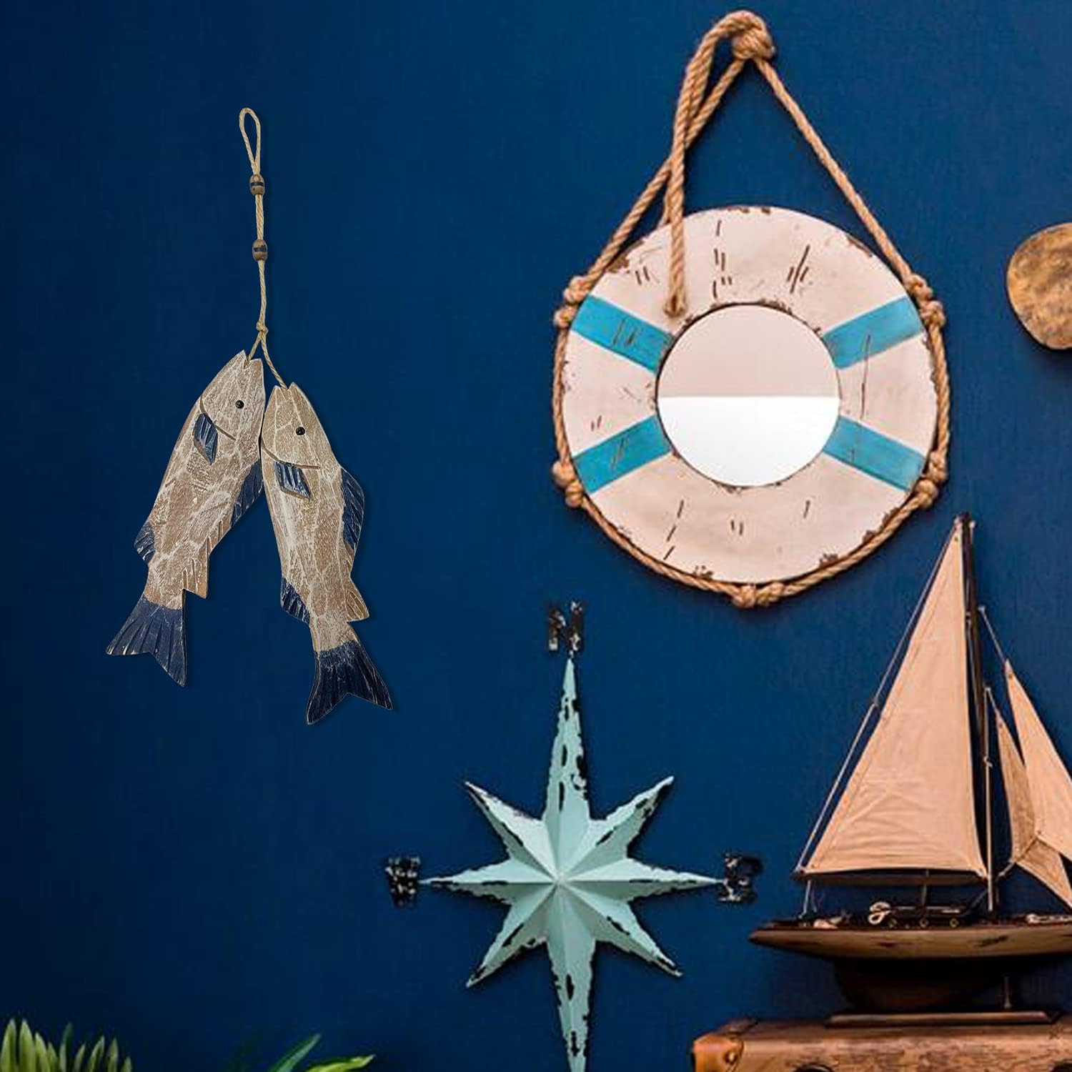 ديكور جداري خشبي منحوت على شكل - مراجعة Home Decor Nautical وسعره