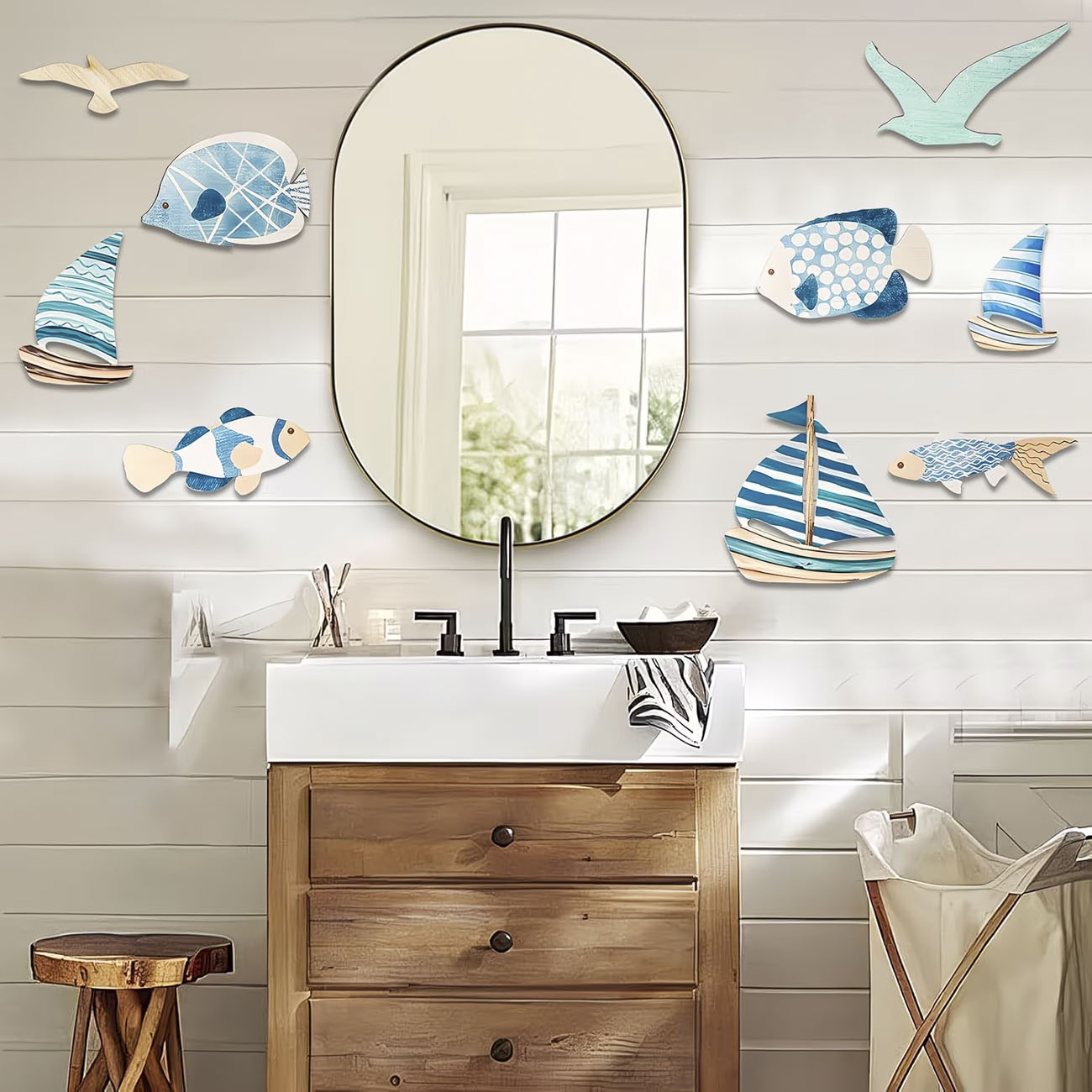 9 قطع ديكور خشبي للحائط بتصميم - مراجعة Home Decor Nautical وسعره